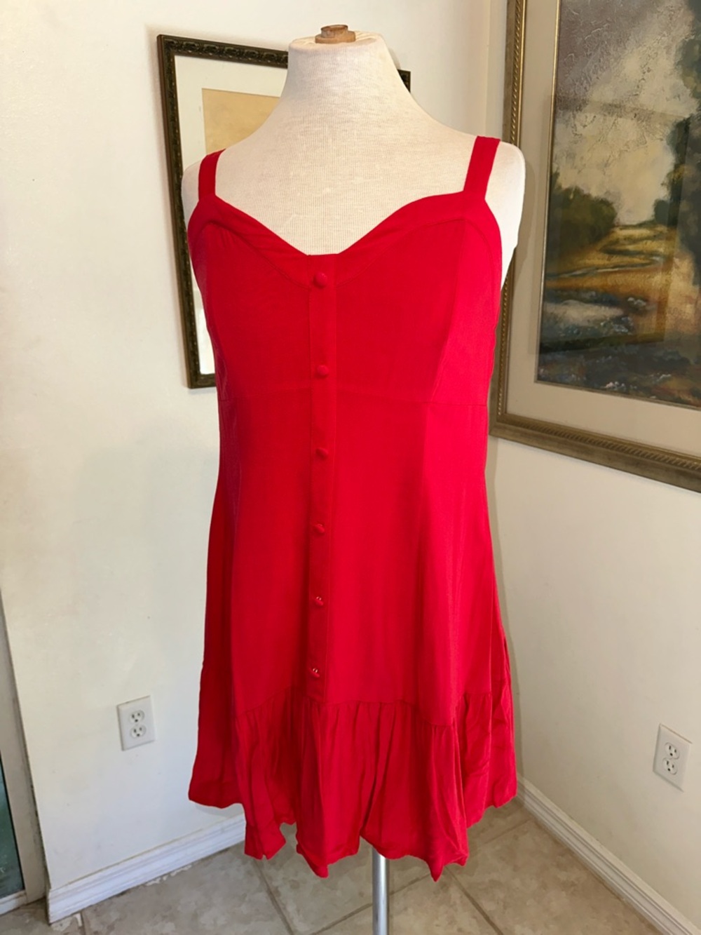 VENUS Charming Red Button-Front Sundress/Tunic Size Medium - Picture 6 of 10
